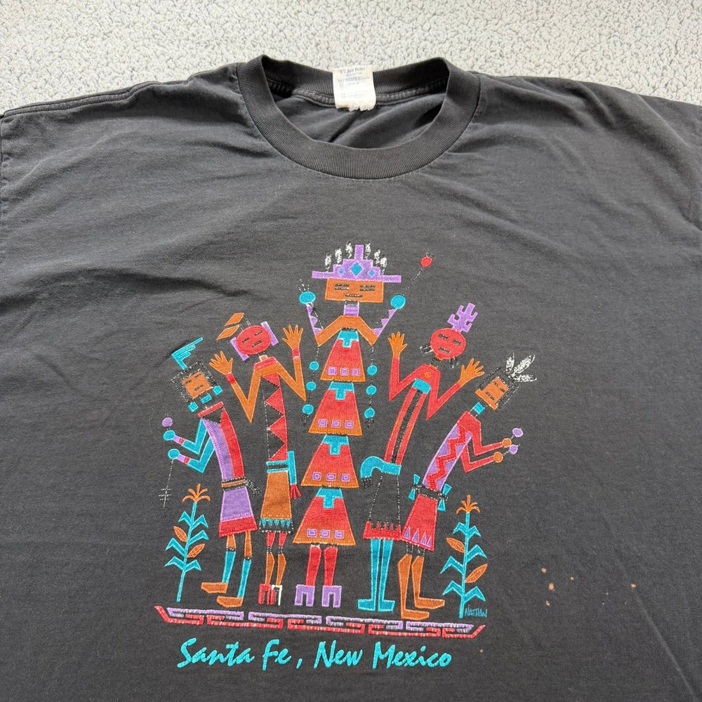 Vintage Delta Santa Fe New Mexico Graphic T-Shirt Mens XXL Black Cotton Nathan
